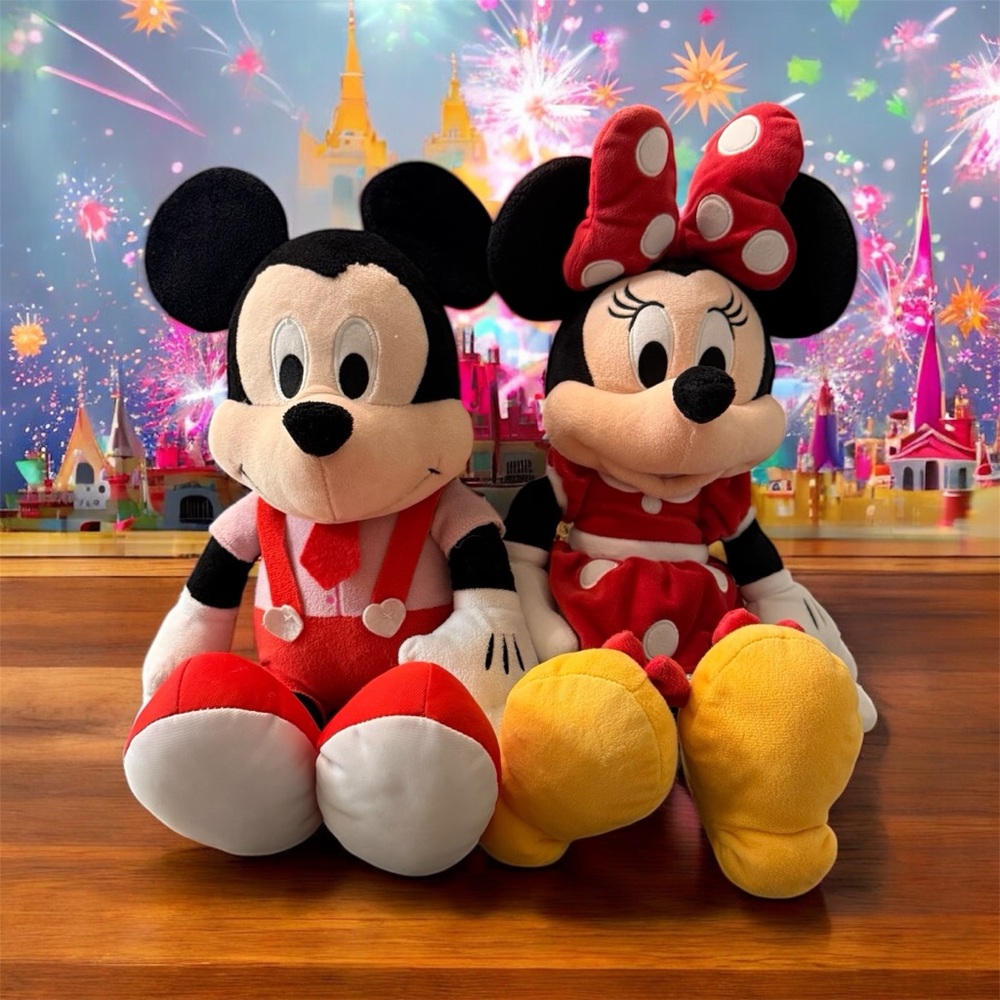 Disney Mickey and Minnie Plush Duo - Red, Black, Yellow